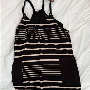 Free People Black and Cream Striped Dress